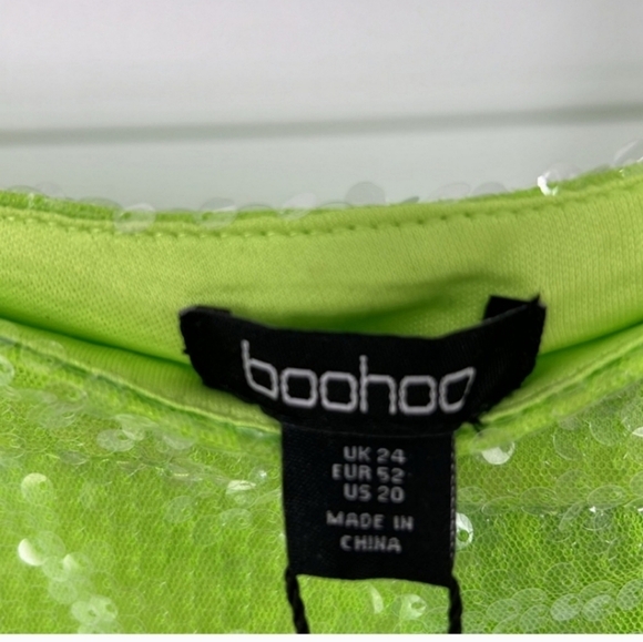 🍂🍁NWT BOOHOO LIME GREEN SEQUIN PANTS 20 - Picture 6 of 8